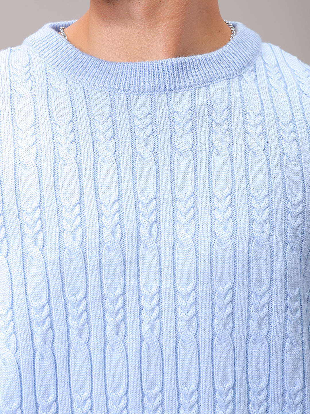 Men's Blue Oversized Textured Sweater