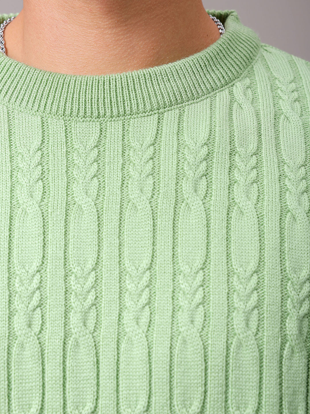 Men's Green Oversized Textured Sweater