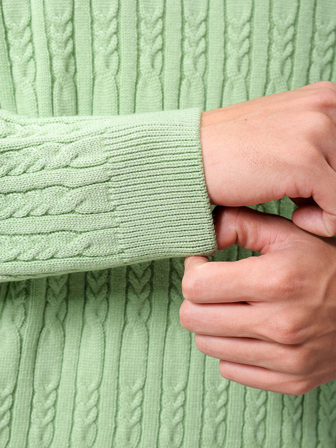 Men's Green Oversized Textured Sweater