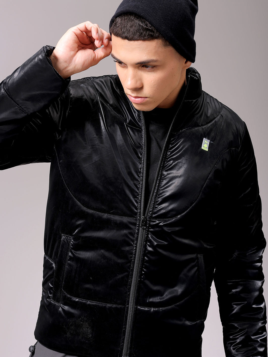 Men's Black Slim Fit Solid Jacket