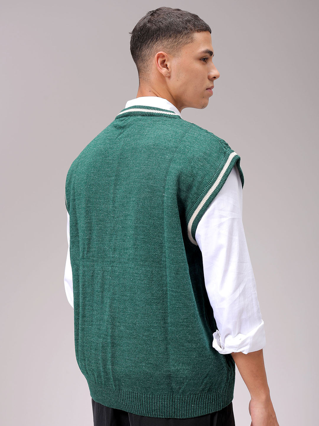 Men's Green Oversized Textured Sweater