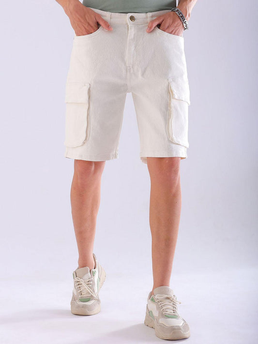 Men's Solid Relaxed Fit Denim Shorts