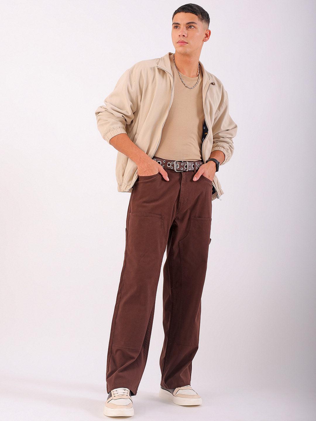 Men's Solid Relaxed Fit Carpenter Cargo