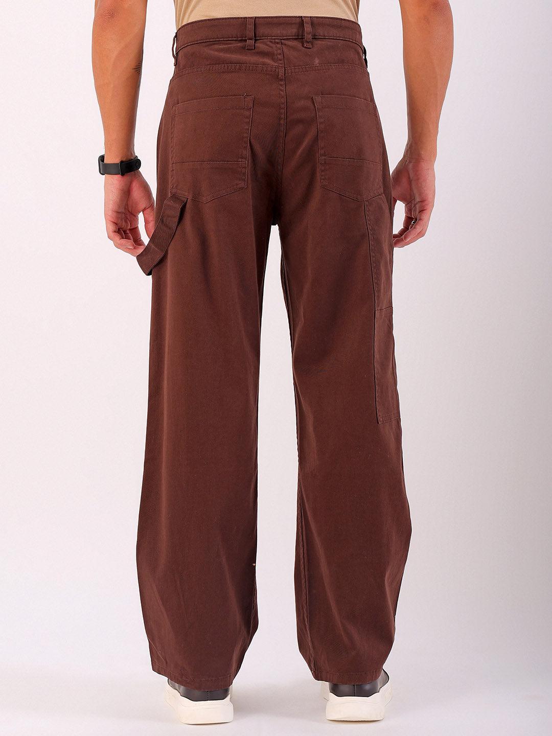 Men's Solid Relaxed Fit Carpenter Cargo