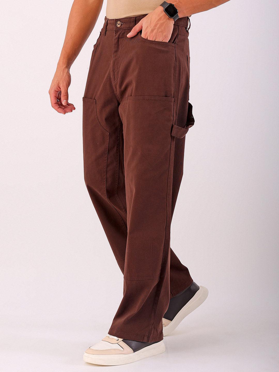 Men's Solid Relaxed Fit Carpenter Cargo