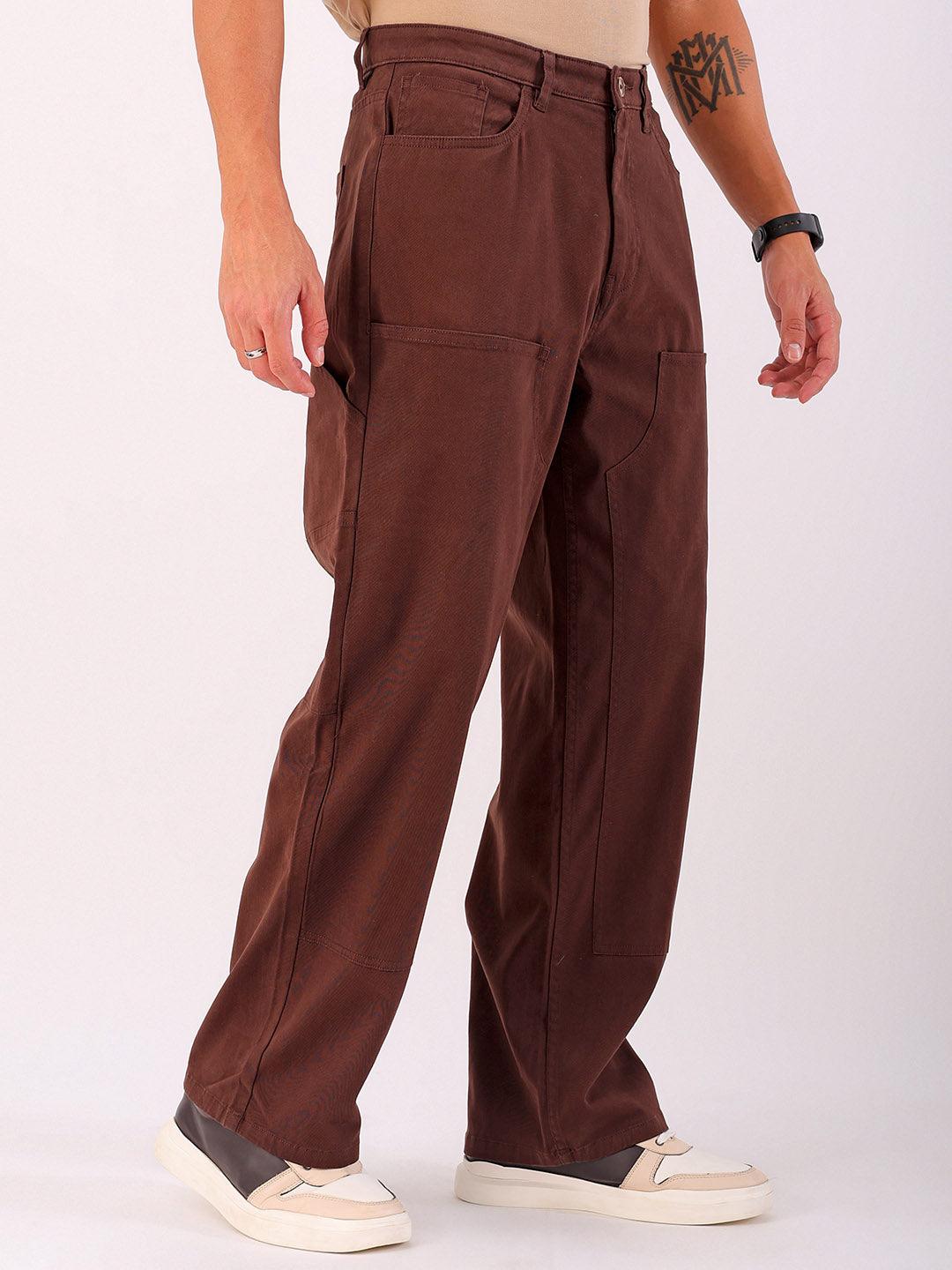 Men's Solid Relaxed Fit Carpenter Cargo