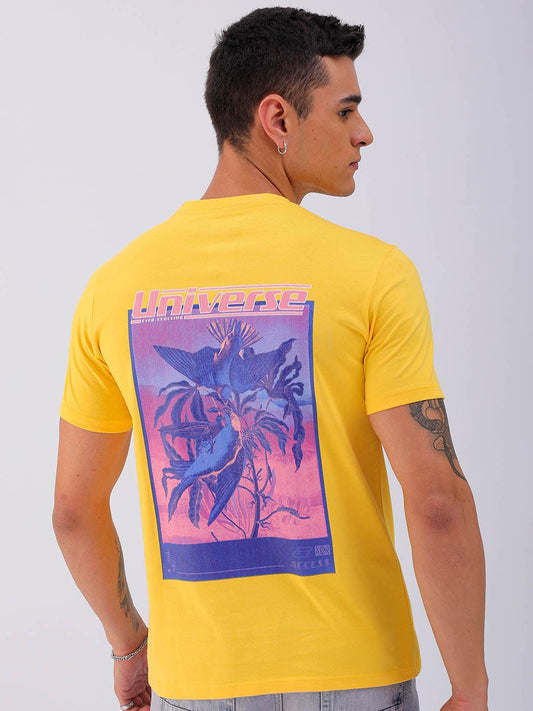 Men's Back Printed Slim Fit T-Shirt