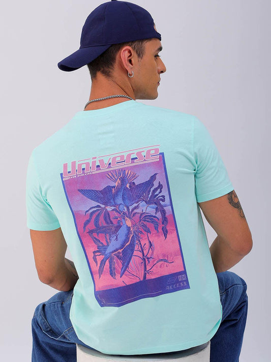 Men's Back Printed Slim Fit T-Shirt