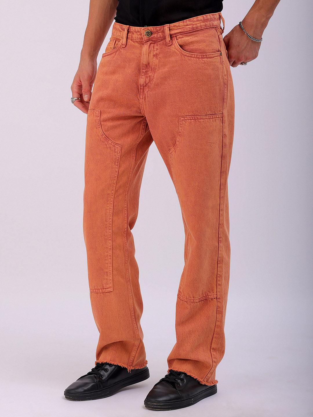 Men's Solid Relaxed Straight Fit Jeans