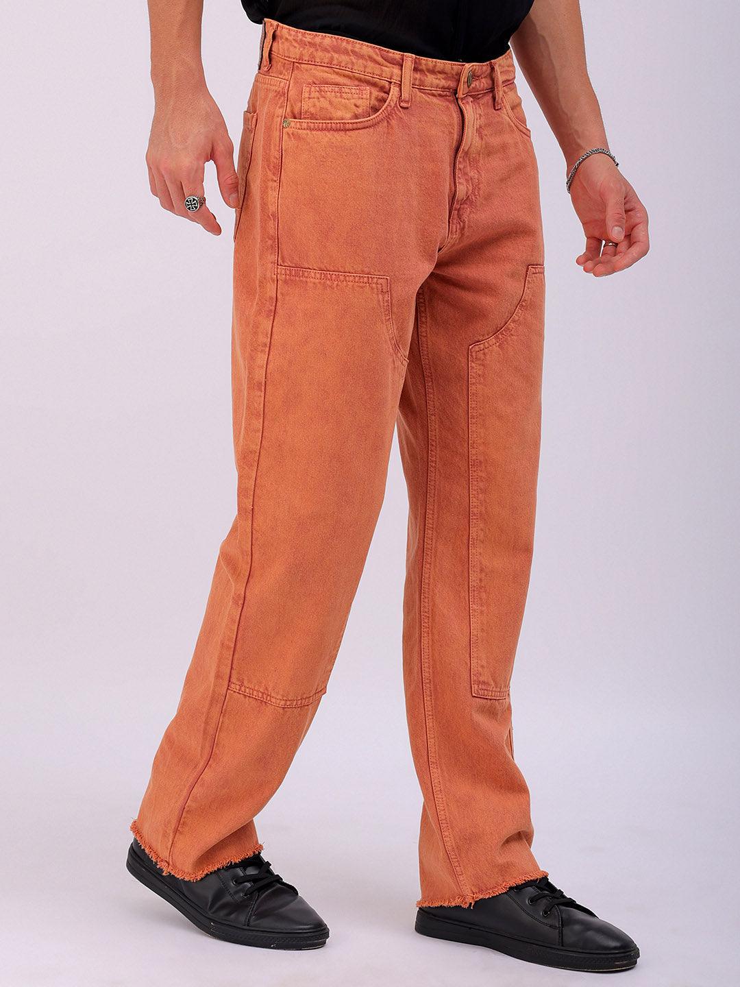 Men's Solid Relaxed Straight Fit Jeans