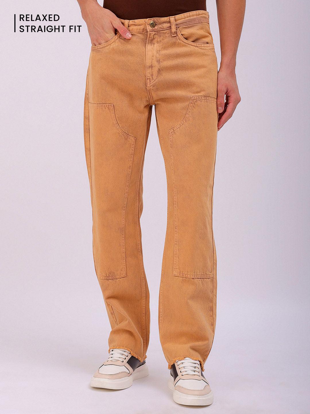 Men's Solid Relaxed Straight Fit Jeans