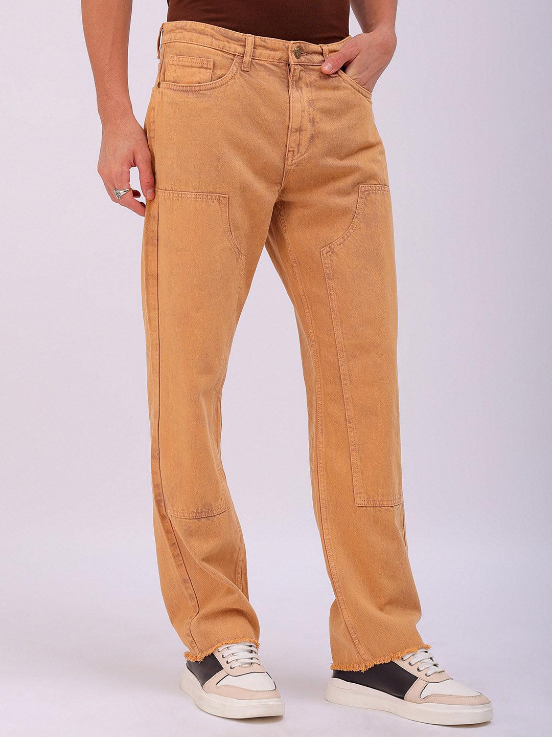 Men's Solid Relaxed Straight Fit Jeans