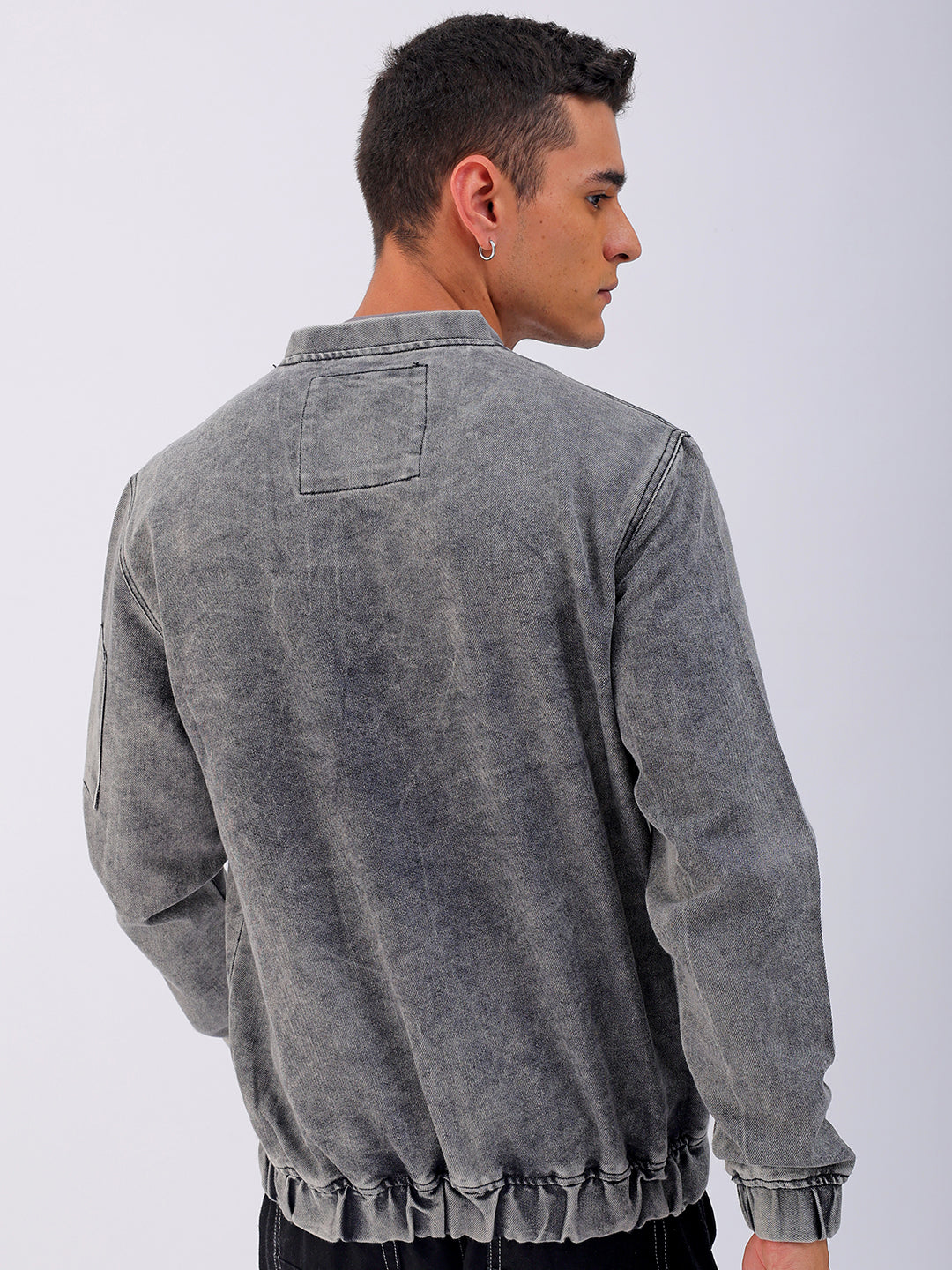 Men's Solid Relaxed Fit Denim Jacket