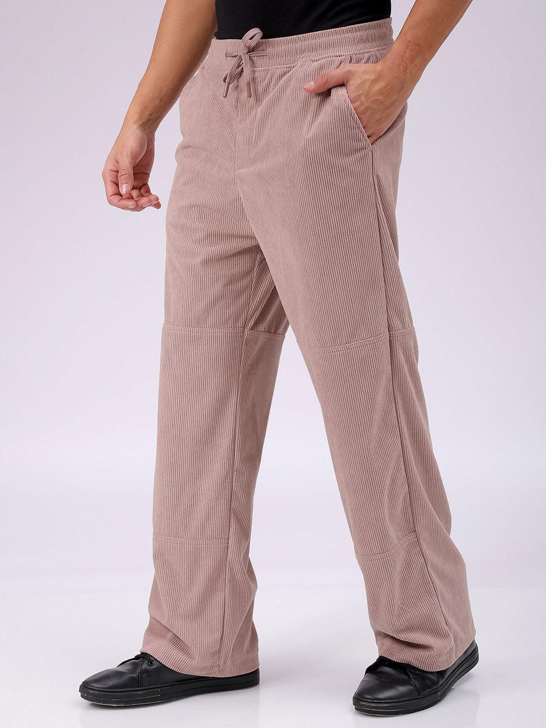 Men's Purple Relaxed Fit Knitted Corduroy Jogger Trousers