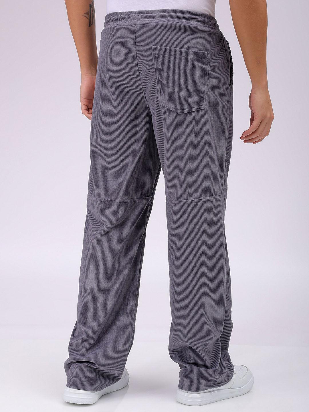 Men's Steel Relaxed Fit Knitted Corduroy Jogger Trousers