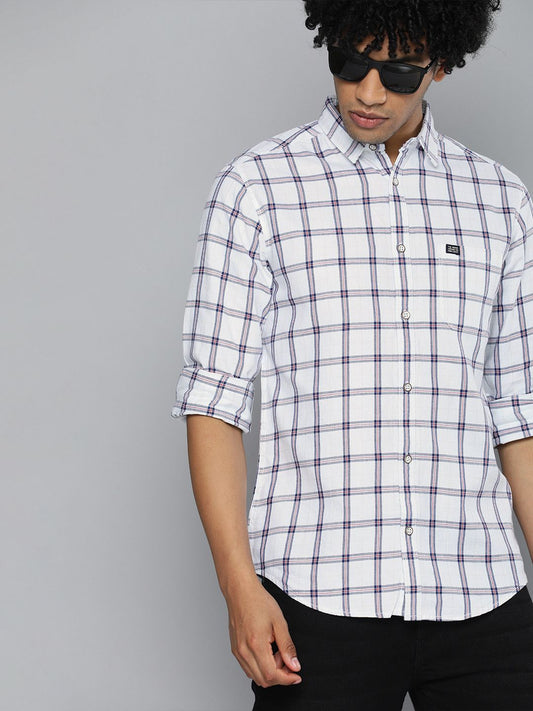 The Indian Garage Co Men Slim Fit Checkered Casual Cotton Shirt