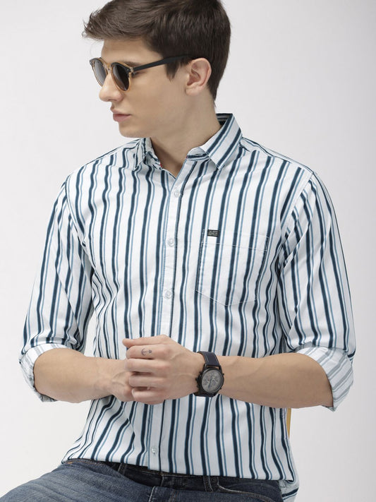 The Indian Garage Co Men Slim Fit Multi Stripes Casual Cotton Shirt