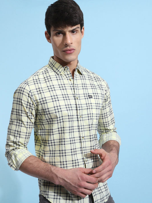 The Indian Garage Co Men Slim Fit Checkered Casual Cotton Shirt