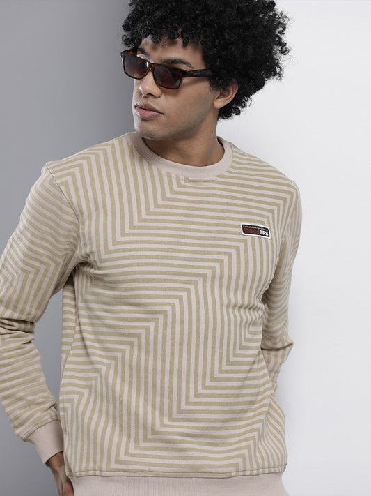 The Indian Garage Co Adult Mens Casual Regular Fit Striped Crew Neck  No Placket Regular Long Sleeves Overhead-Crewneck