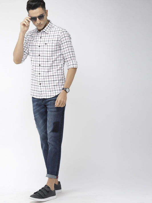 The Indian Garage Co Men Slim Fit Checkered Casual Cotton Shirt