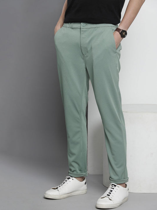 The Indian Garage Co Adult Men Semi Formal SLIM Solid Button / Zip KNITTED JOGGER TROUSER