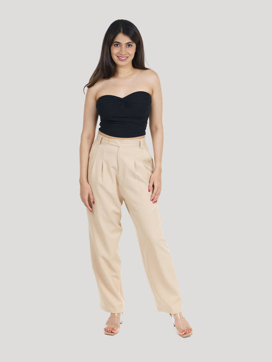 Women's Korean Baggy Trouser - Ivory