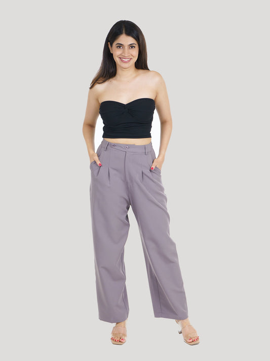 Women's Korean Baggy Trouser - Smoky Grey