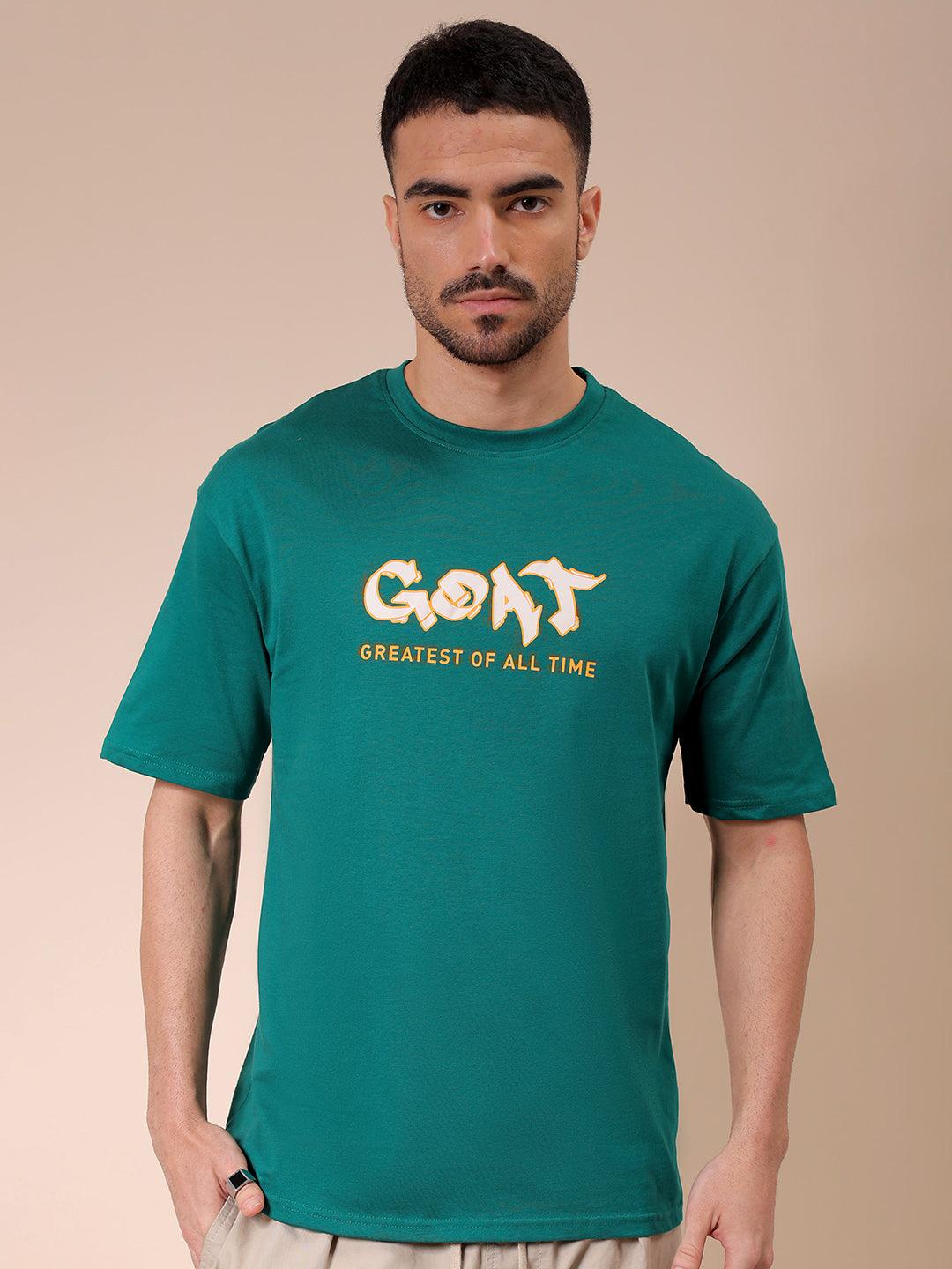 Men's Green Oversized Graphic Back Printed T-Shirt