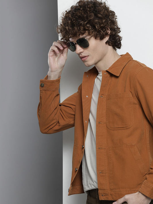 The Indian Garage Co Adult Mens Casual Slim Fit Solid Cutaway Collar Regular Placket Regular Long Sleeves Woven Jacket