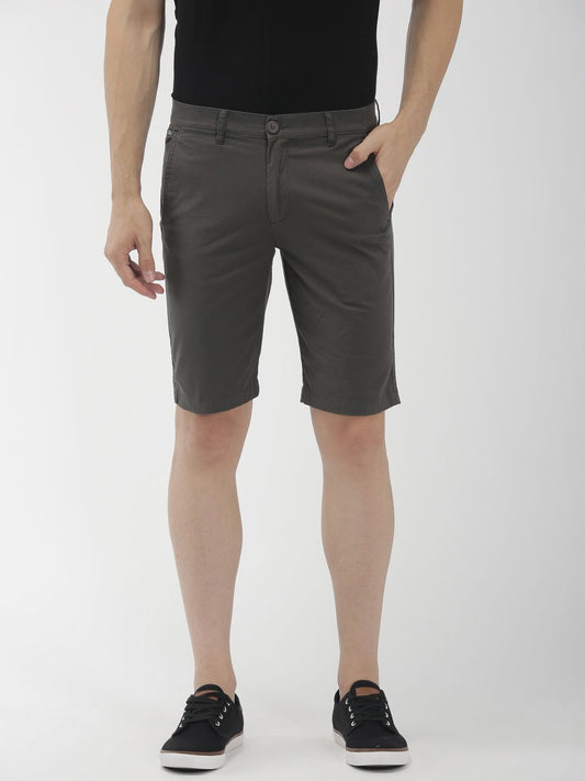 The Indian Garage Co Men Casual Slim Fit Solid Regular Zip Woven Shorts