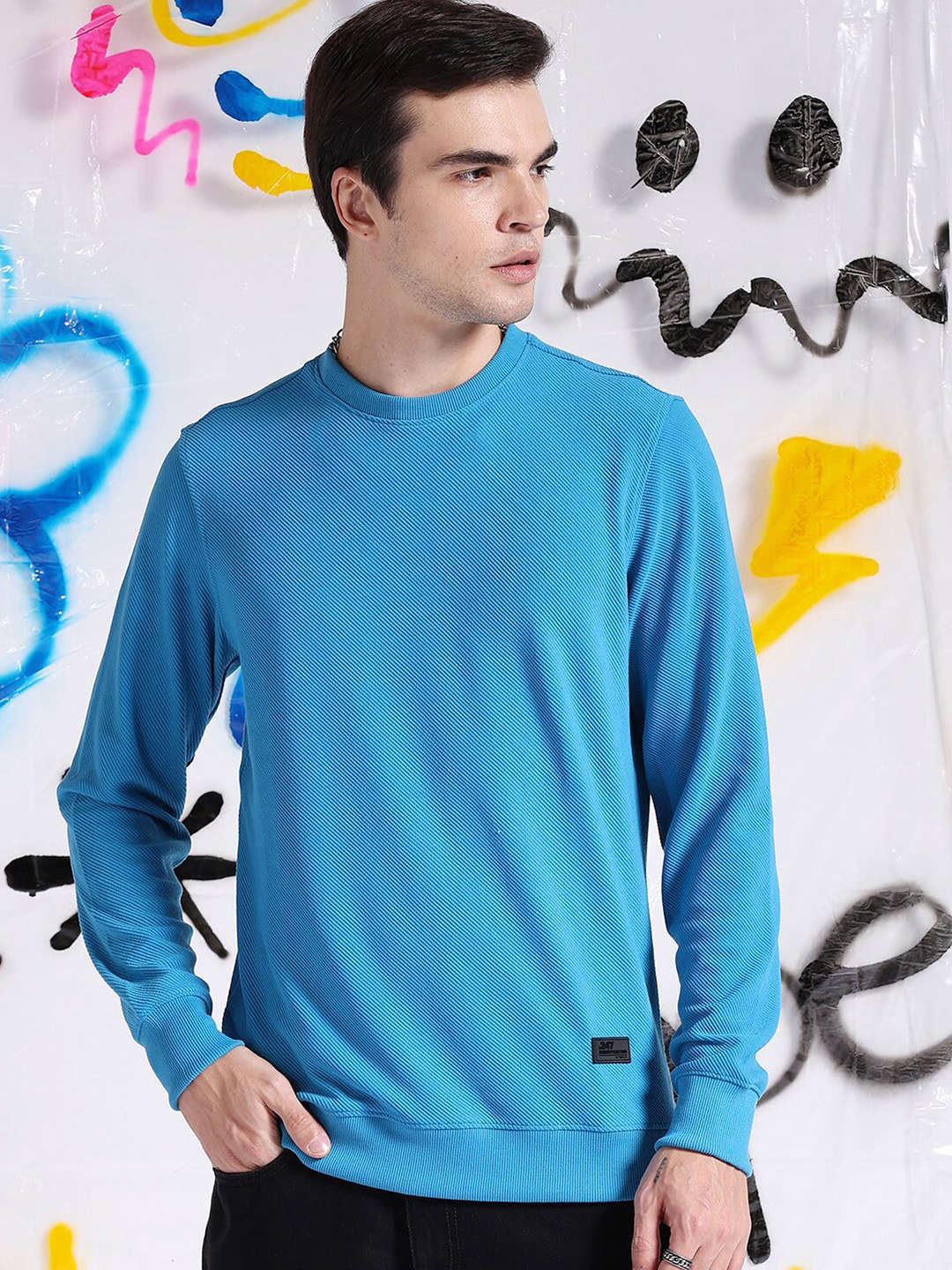 Men's Textured Regular Fit Sweatshirt