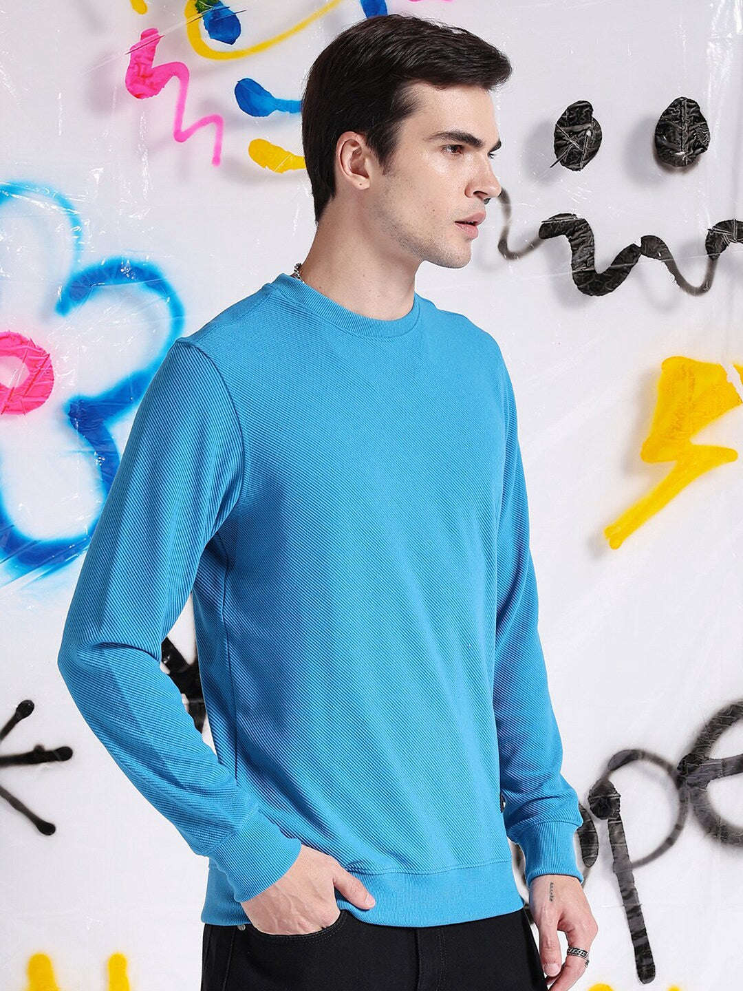 Men's Textured Regular Fit Sweatshirt