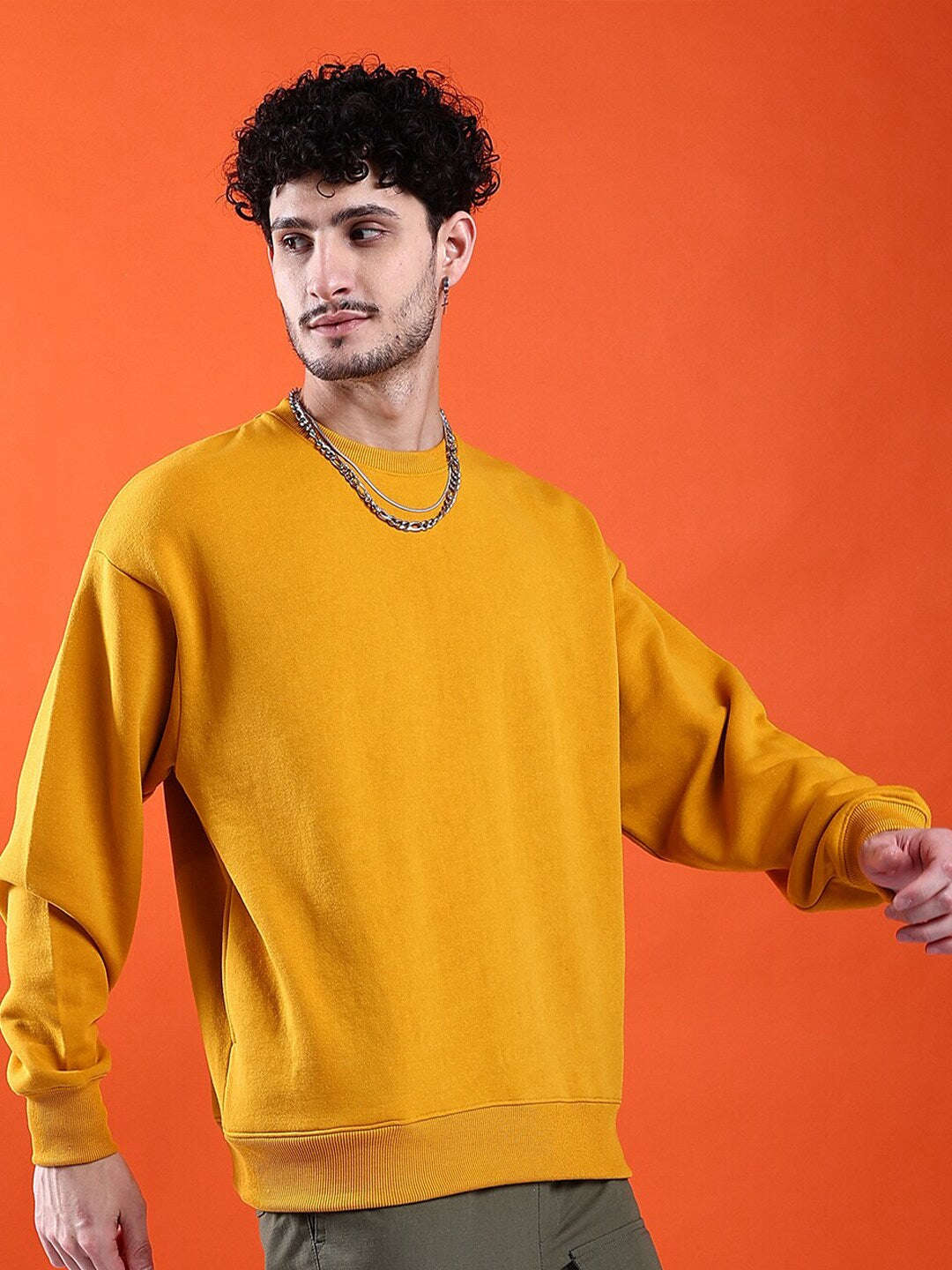 Men's Solid Oversized Sweatshirt