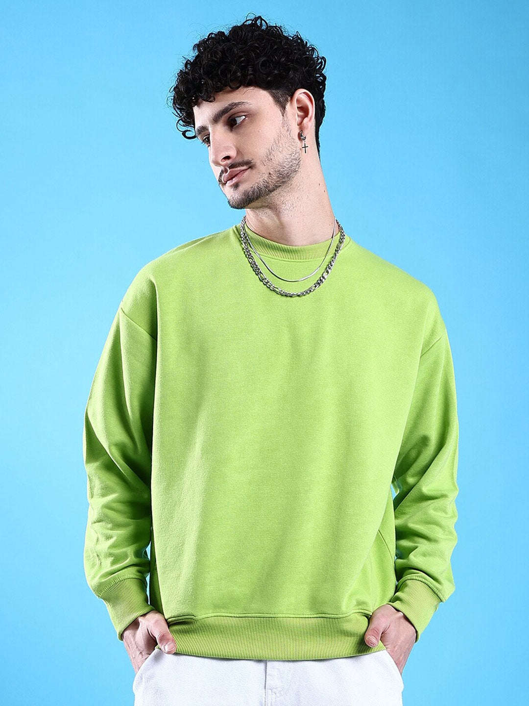 Men's Solid Oversized Sweatshirt