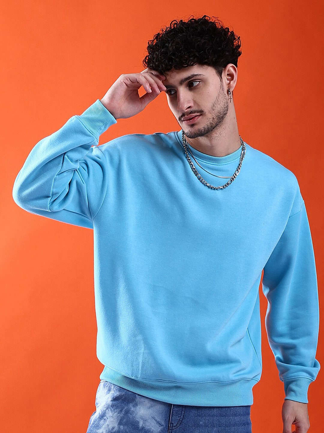 Men's Solid Oversized Sweatshirt