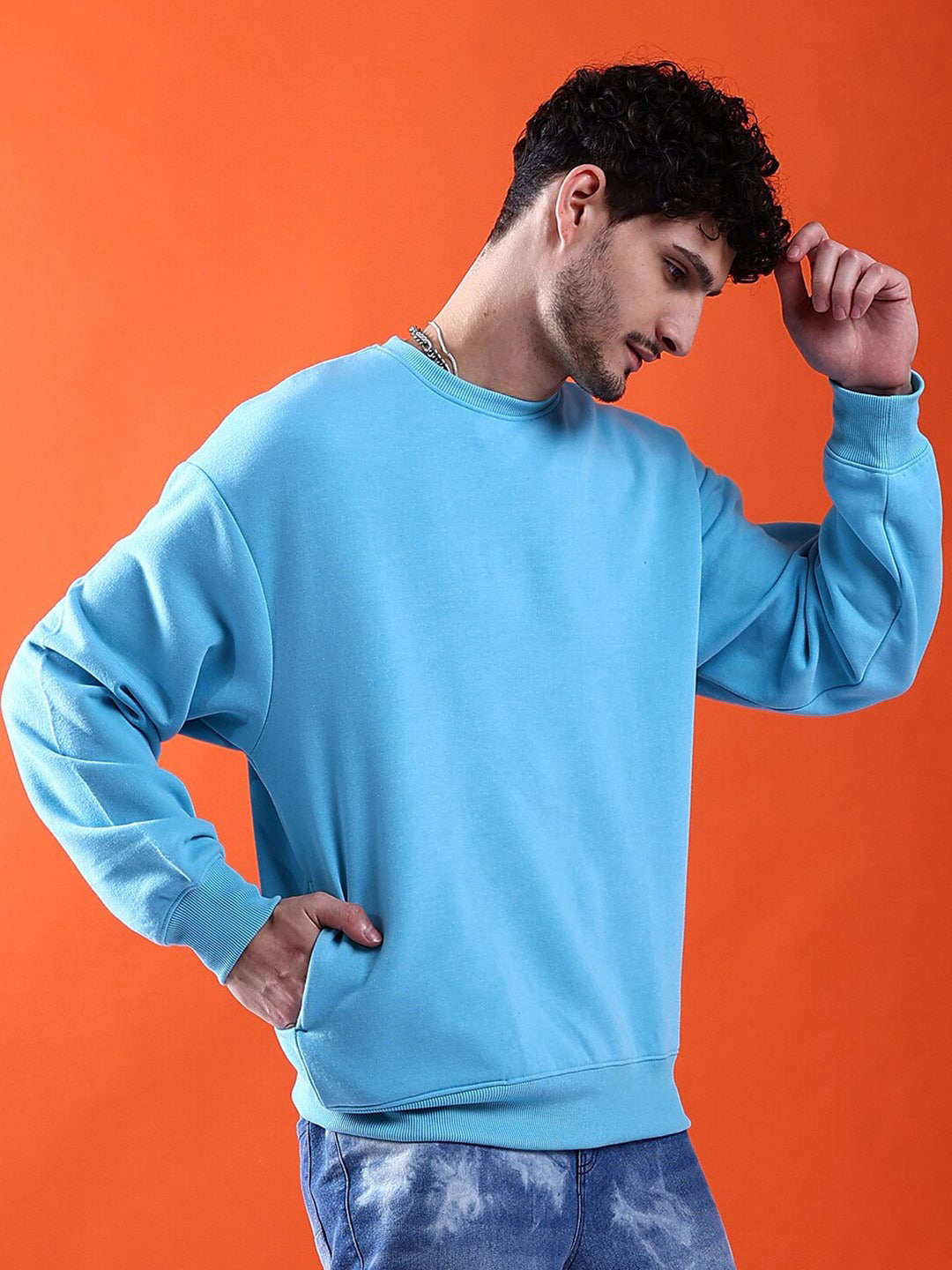 Men's Solid Oversized Sweatshirt