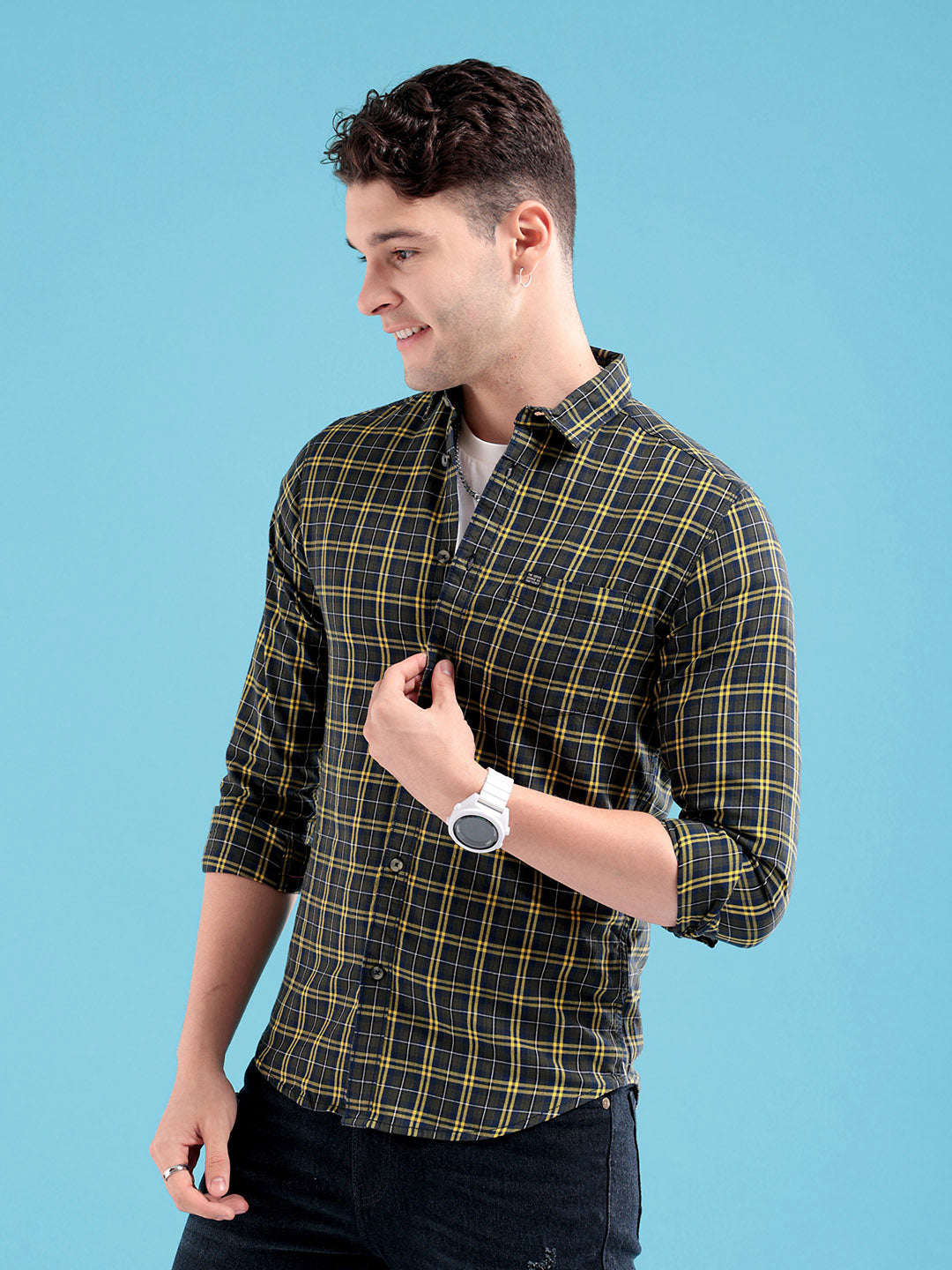 Men's Checked Slim Fit Shirt