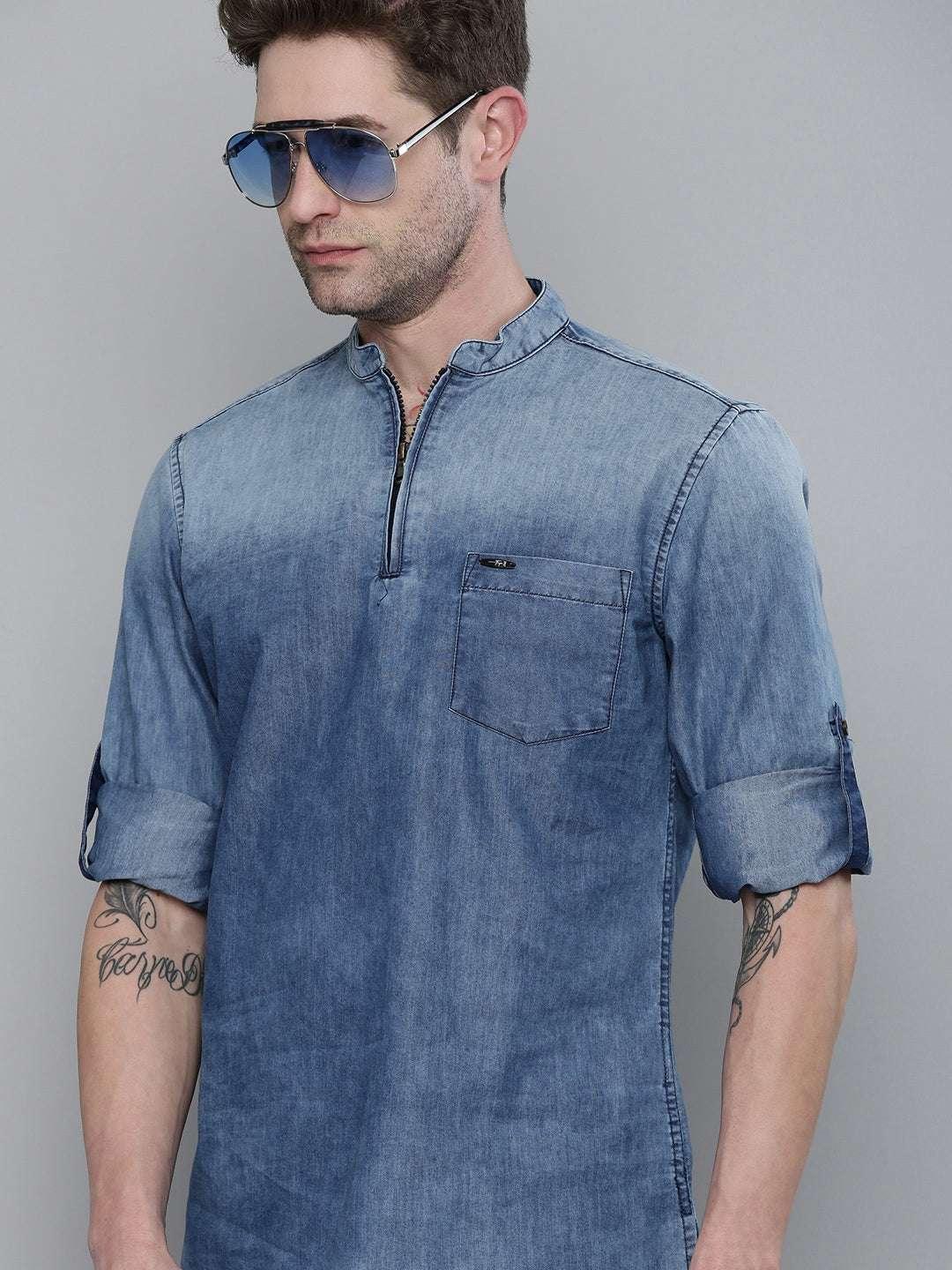 Men's Denim Kurta