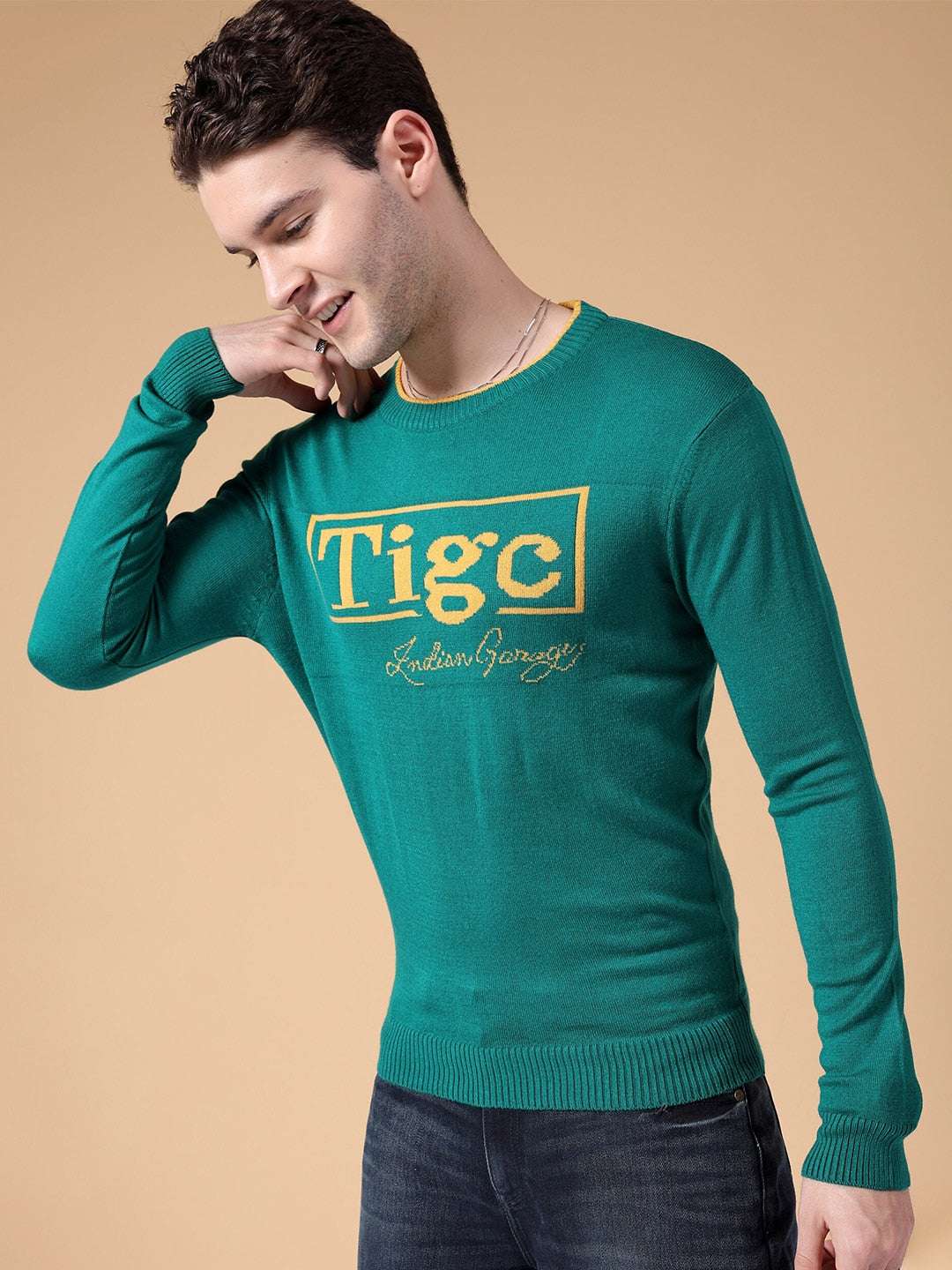 Men's Typographic Printed Regular Fit Sweater