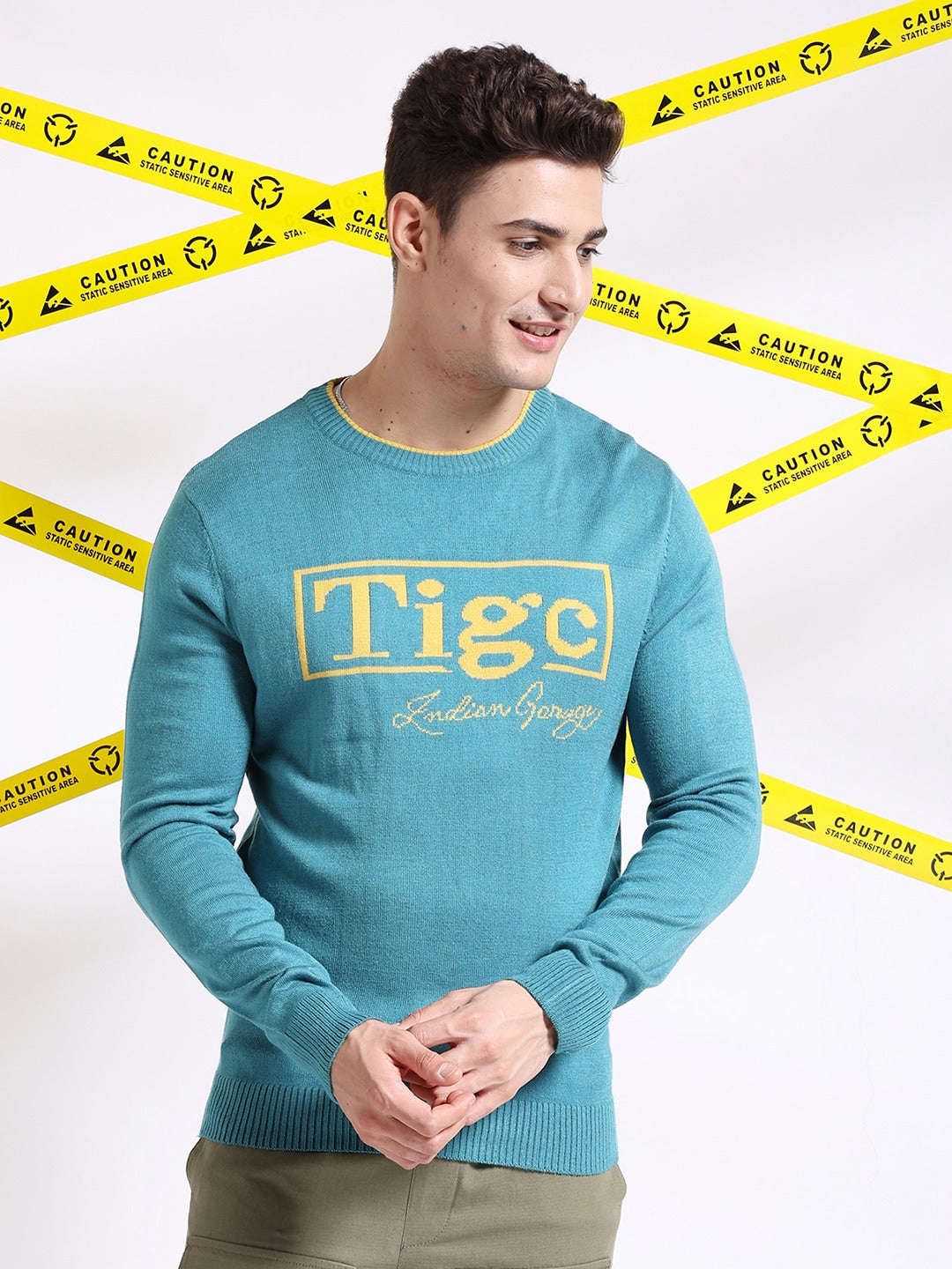 Men's Typographic Printed Regular Fit Sweater