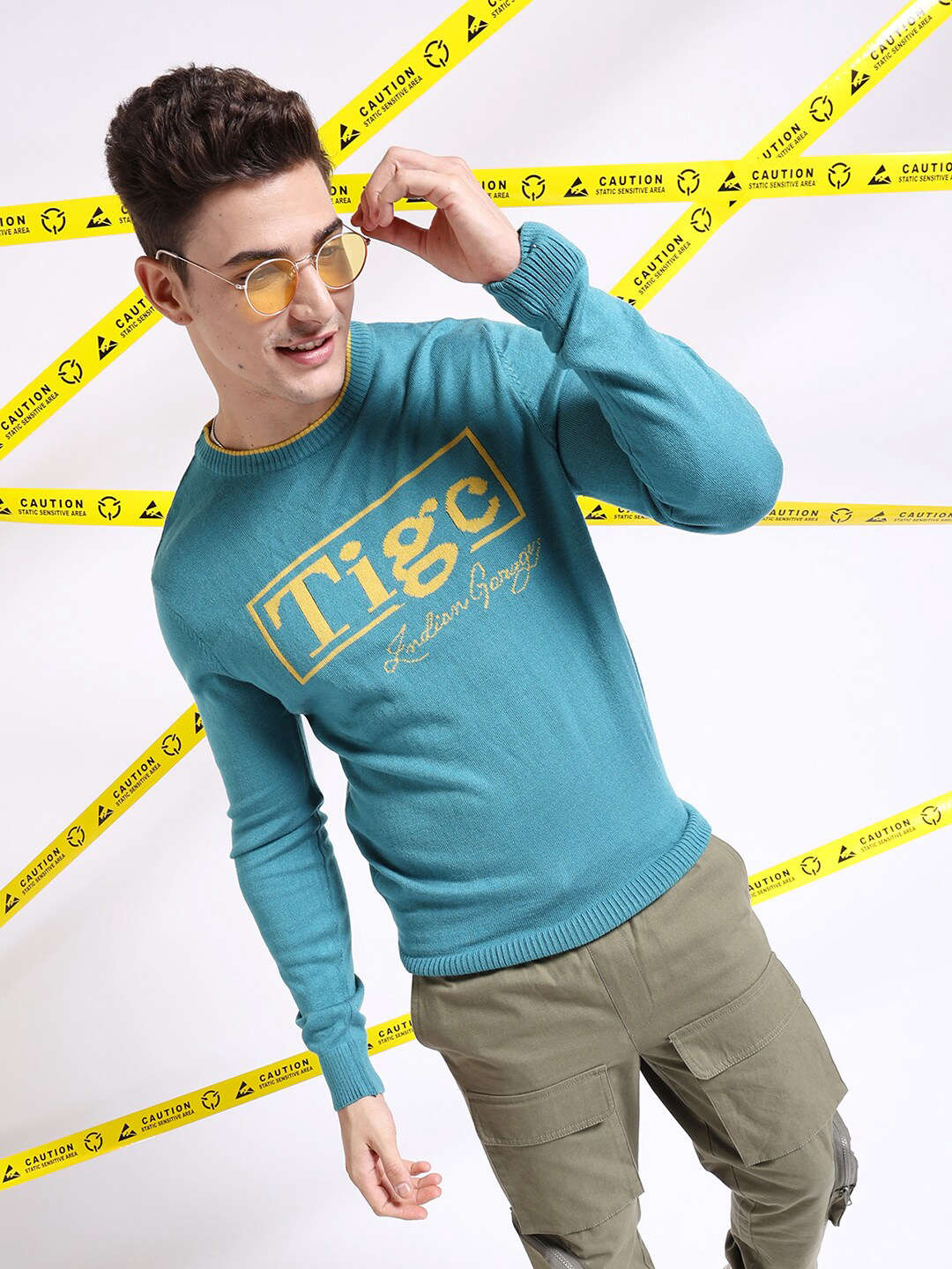 Men's Typographic Printed Regular Fit Sweater