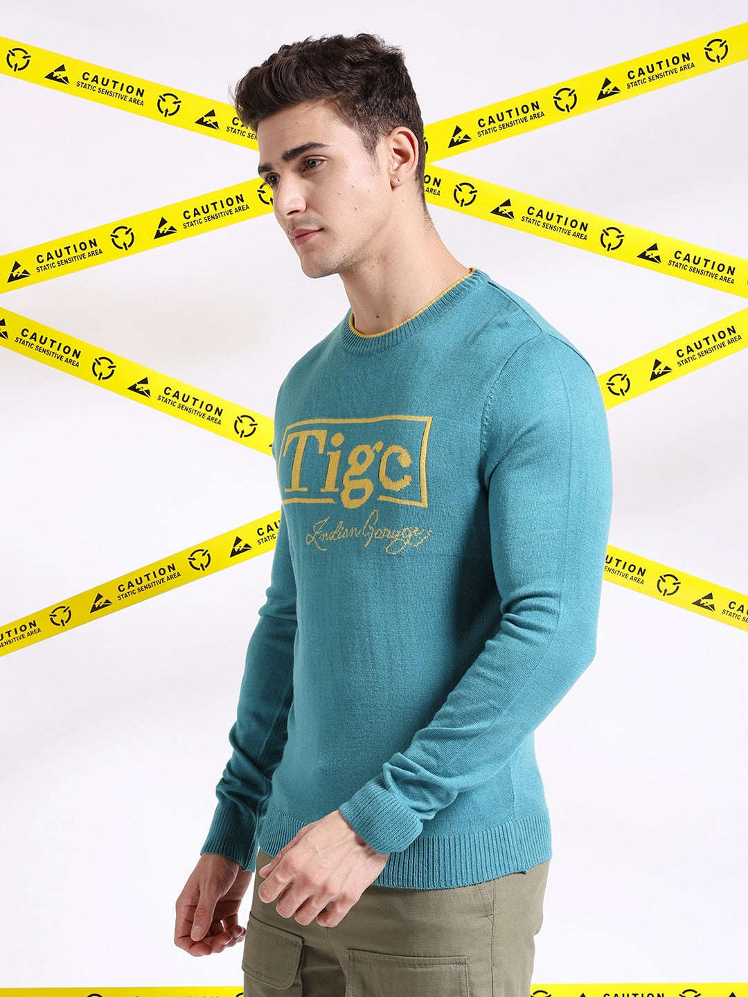 Men's Typographic Printed Regular Fit Sweater