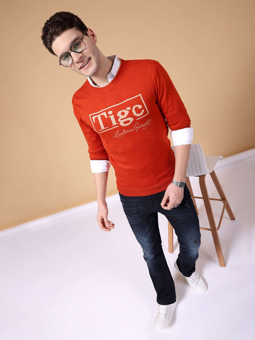 Men's Typographic Printed Regular Fit Sweater