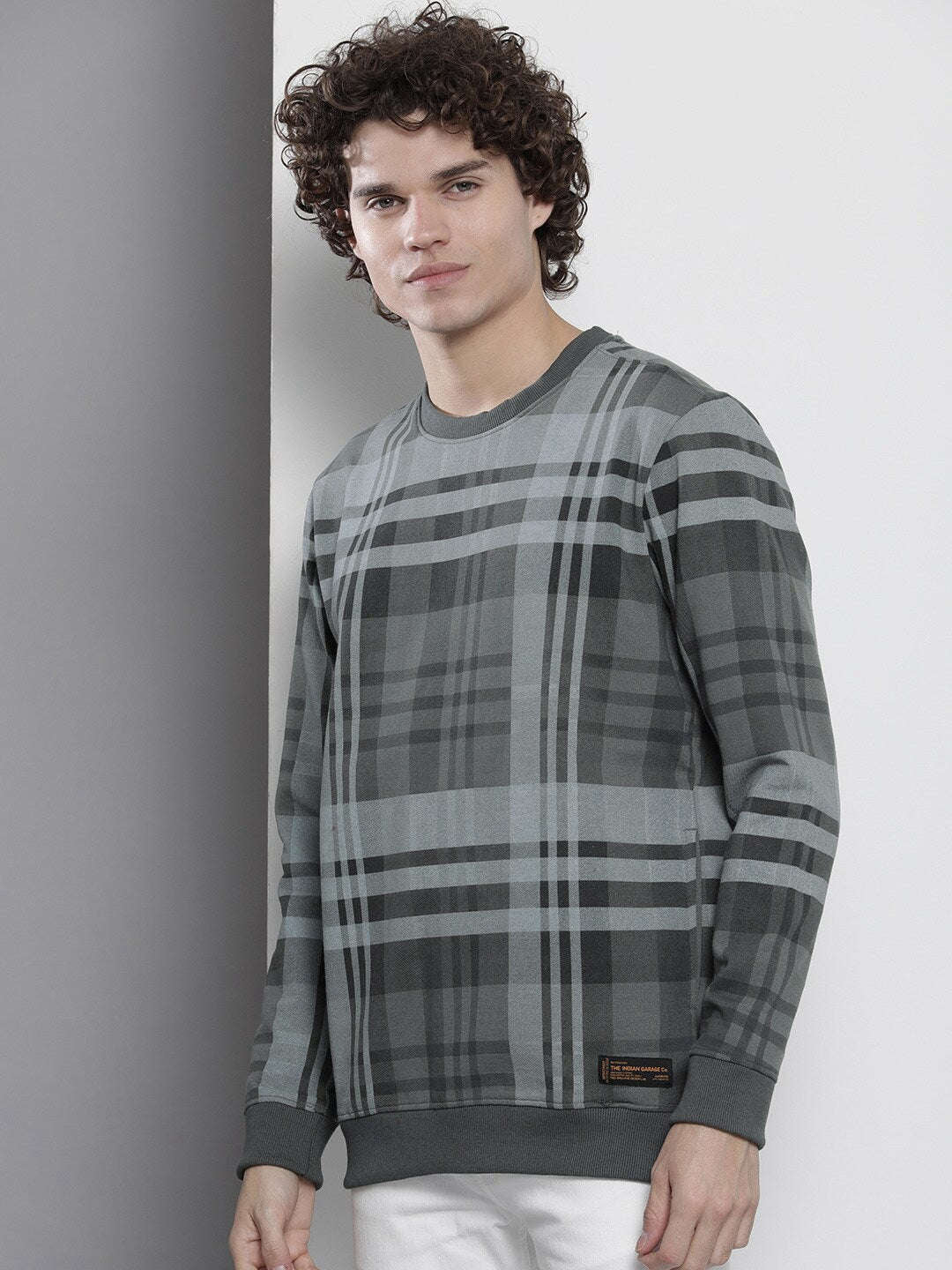 Men's Checked Regular Fit Sweatshirt