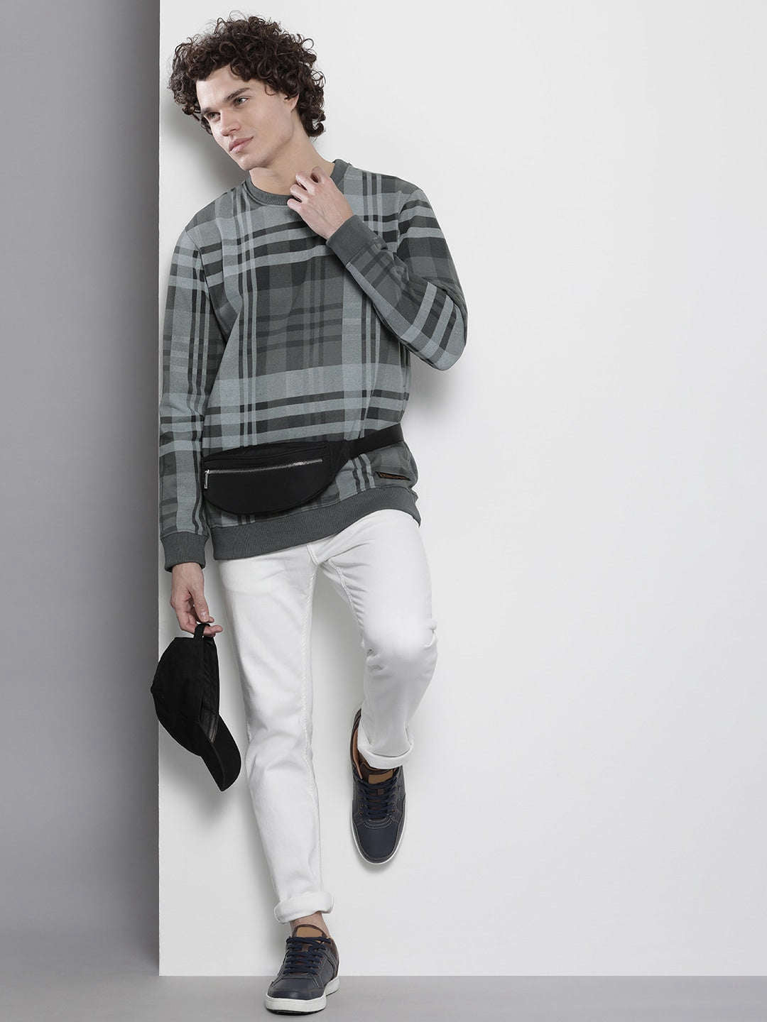 Men's Checked Regular Fit Sweatshirt