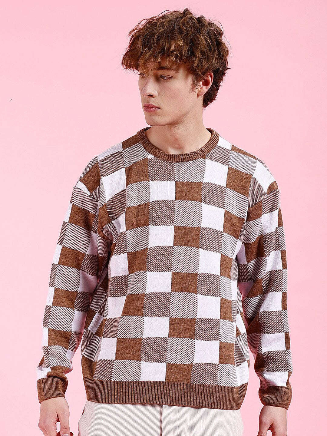 Men's Checked Oversized Sweater