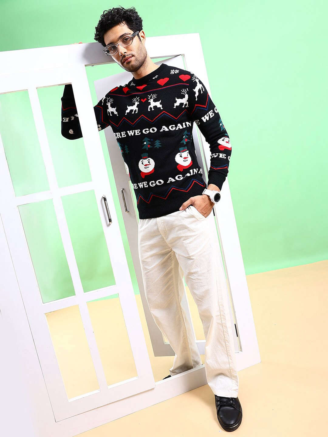 Men's Printed Regular Fit Sweater