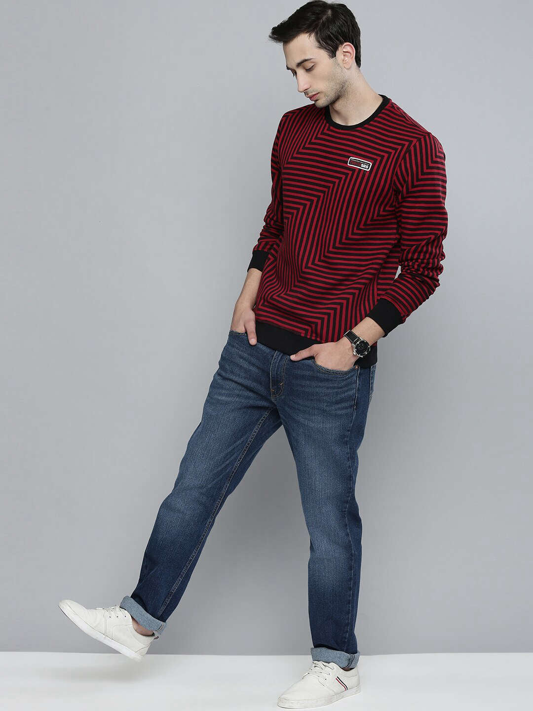 Men's Striped Regular Fit Sweatshirt