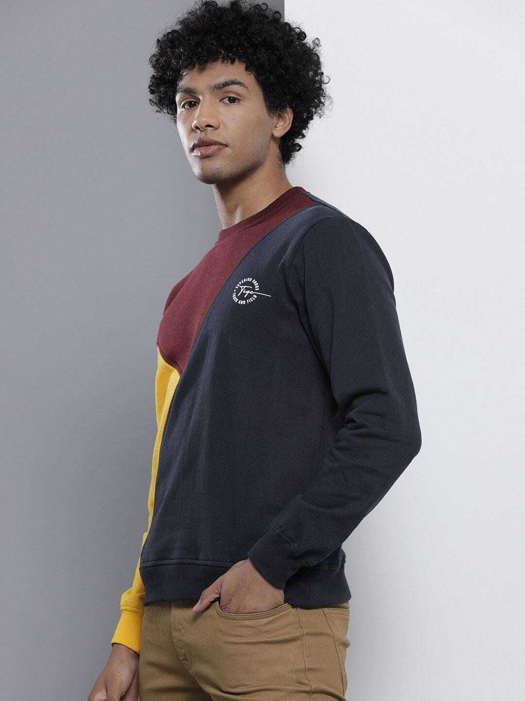 Men's Colourblocked Regular Fit Sweatshirt