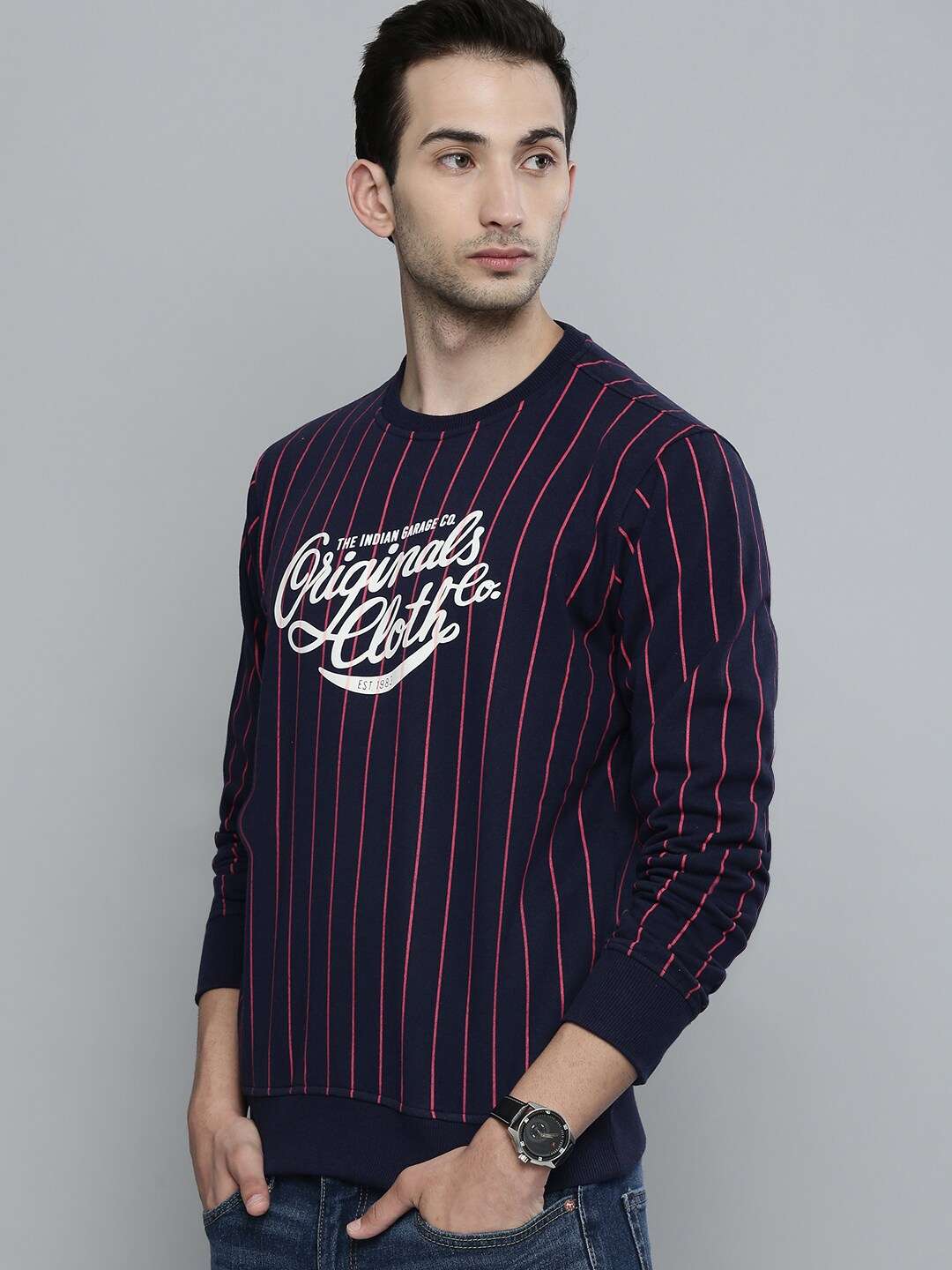 Men's Striped Regular Fit Sweatshirt